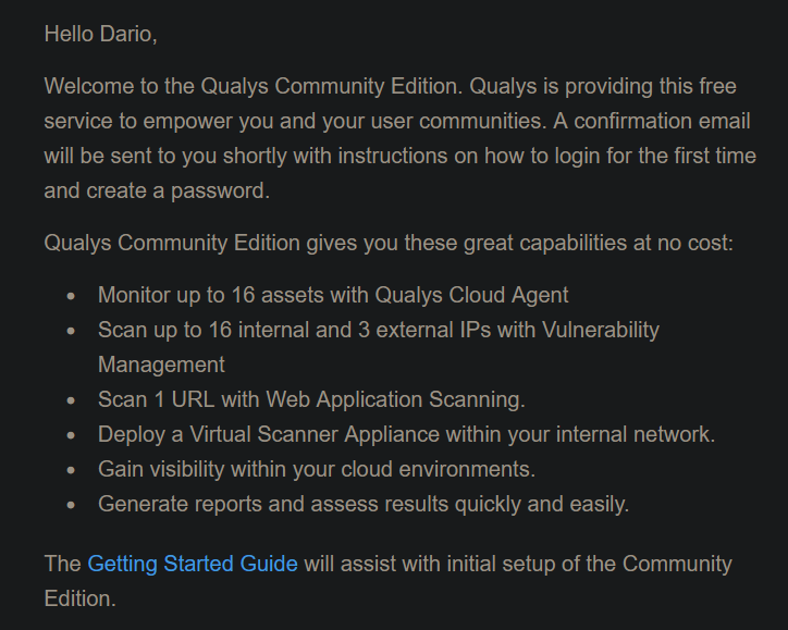 Qualys-Email Confirmation